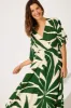 Rondi Maxi Wrap Dress In Khaki With Cream Leaf Print sold by St Frock