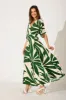Rondi Maxi Wrap Dress In Khaki With Cream Leaf Print sold by St Frock