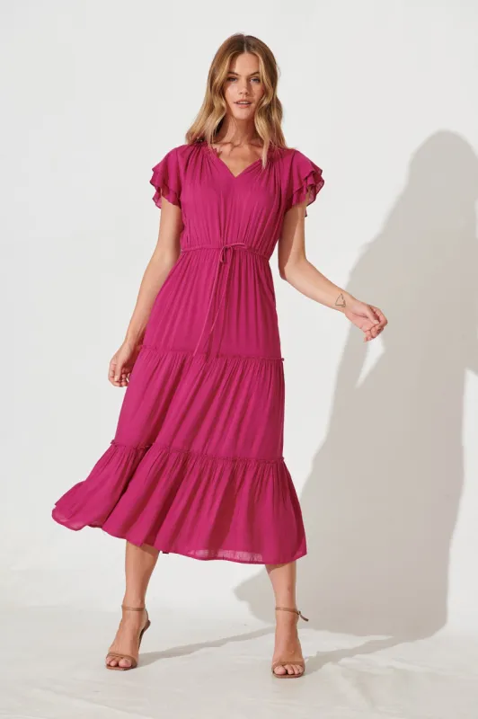 Valentine Midi Dress In Magenta sold by St Frock