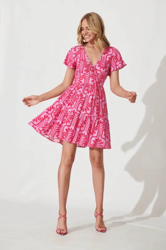 Julien Dress In Purple With Pink Print sold by St Frock