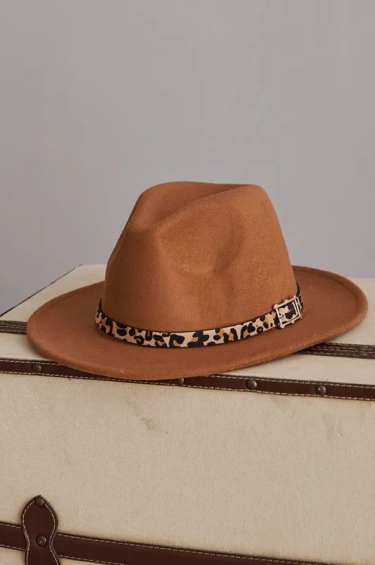 august + delilah Dancy Fedora Hat in Brown with Leopard Print sold by St Frock