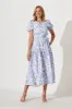 Amori Midi Dress In Blue And White Cotton sold by St Frock