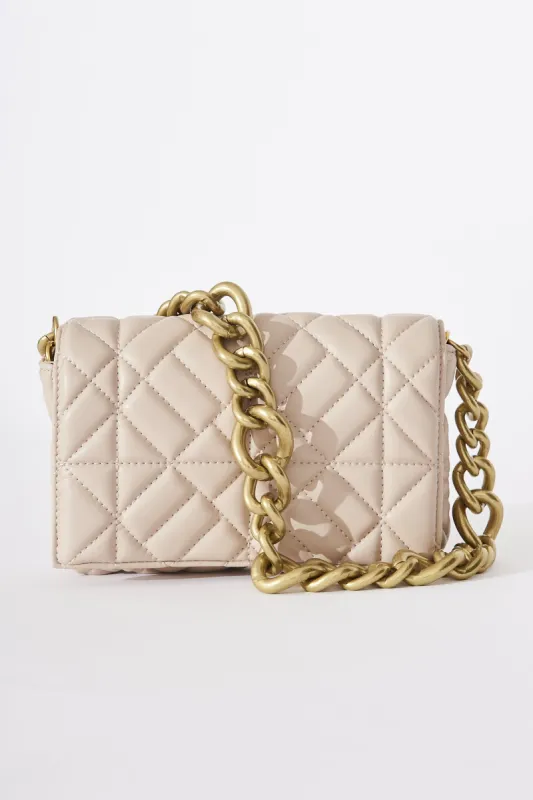 August + Delilah Cascade Shoulder Bag In Beige sold by St Frock