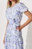 Amori Midi Dress In Blue And White Cotton sold by St Frock