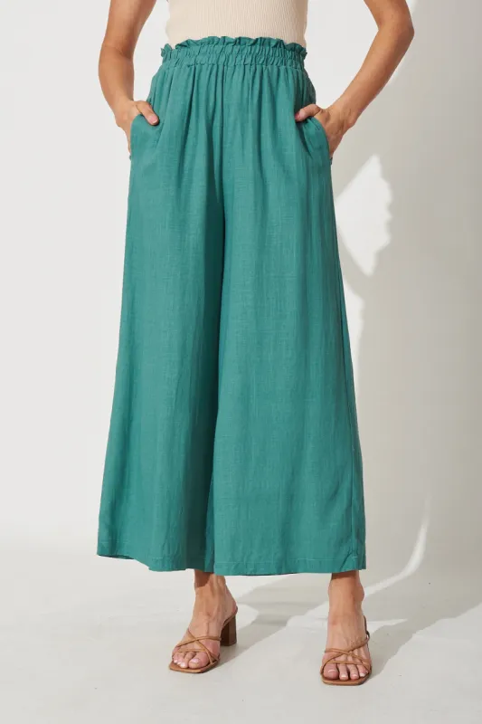 Nicole Pant In Sea Foam Linen Blend sold by St Frock