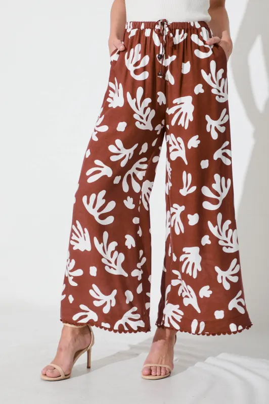 Nero Pant In Chocolate With White Print sold by St Frock