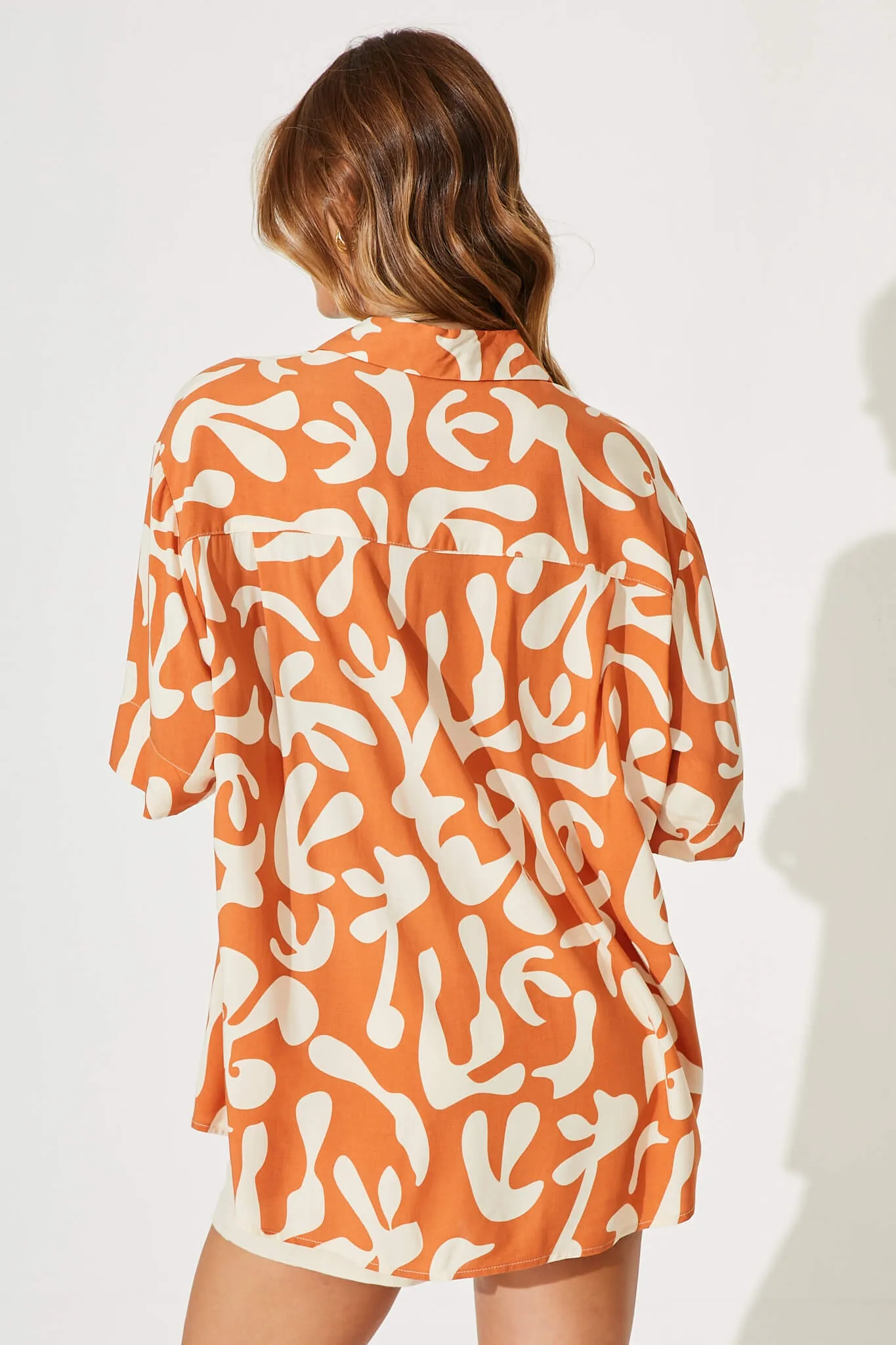 Augie Shirt In Rust With Cream Print sold by St Frock product image thumbnail 3