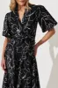 Brighton Midi Dress In Black With White Print Cotton sold by St Frock