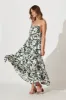 Matilda Maxi Sundress Cream With Green Print sold by St Frock