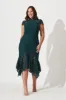Emilise Midi Dress In Emerald Green Lace sold by St Frock