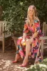 Ronda Maxi Wrap Dress In Black With Multi Leaf Print sold by St Frock