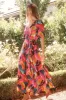 Ronda Maxi Wrap Dress In Black With Multi Leaf Print sold by St Frock