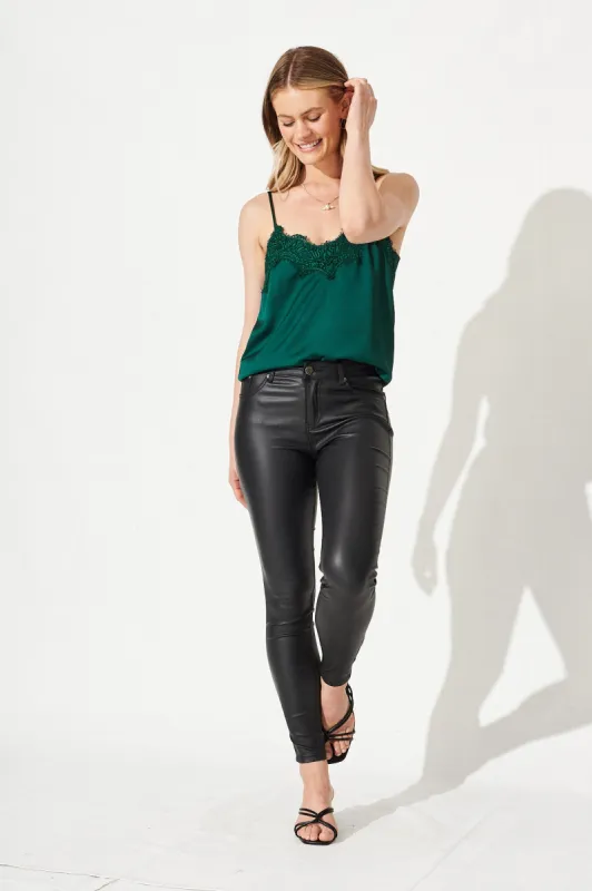 Manthis Cami Top In Emerald Green Satin sold by St Frock