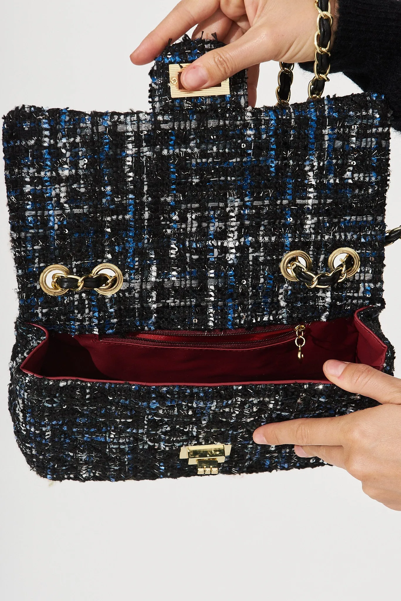 Louise Bag In Navy And Black Tweed sold by St Frock product image thumbnail 5
