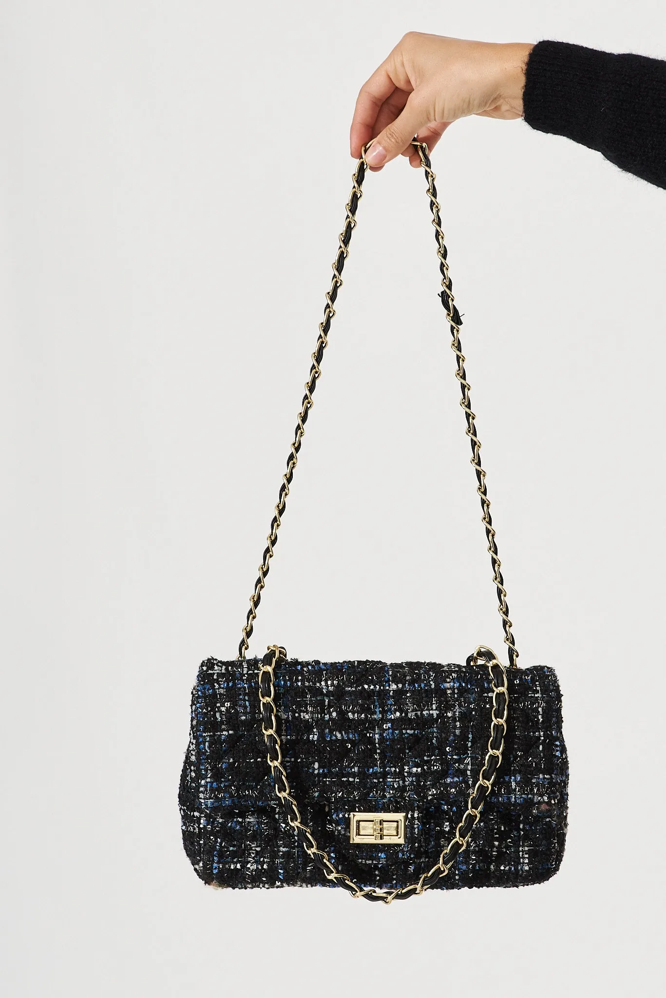 Louise Bag In Navy And Black Tweed sold by St Frock product image thumbnail 4