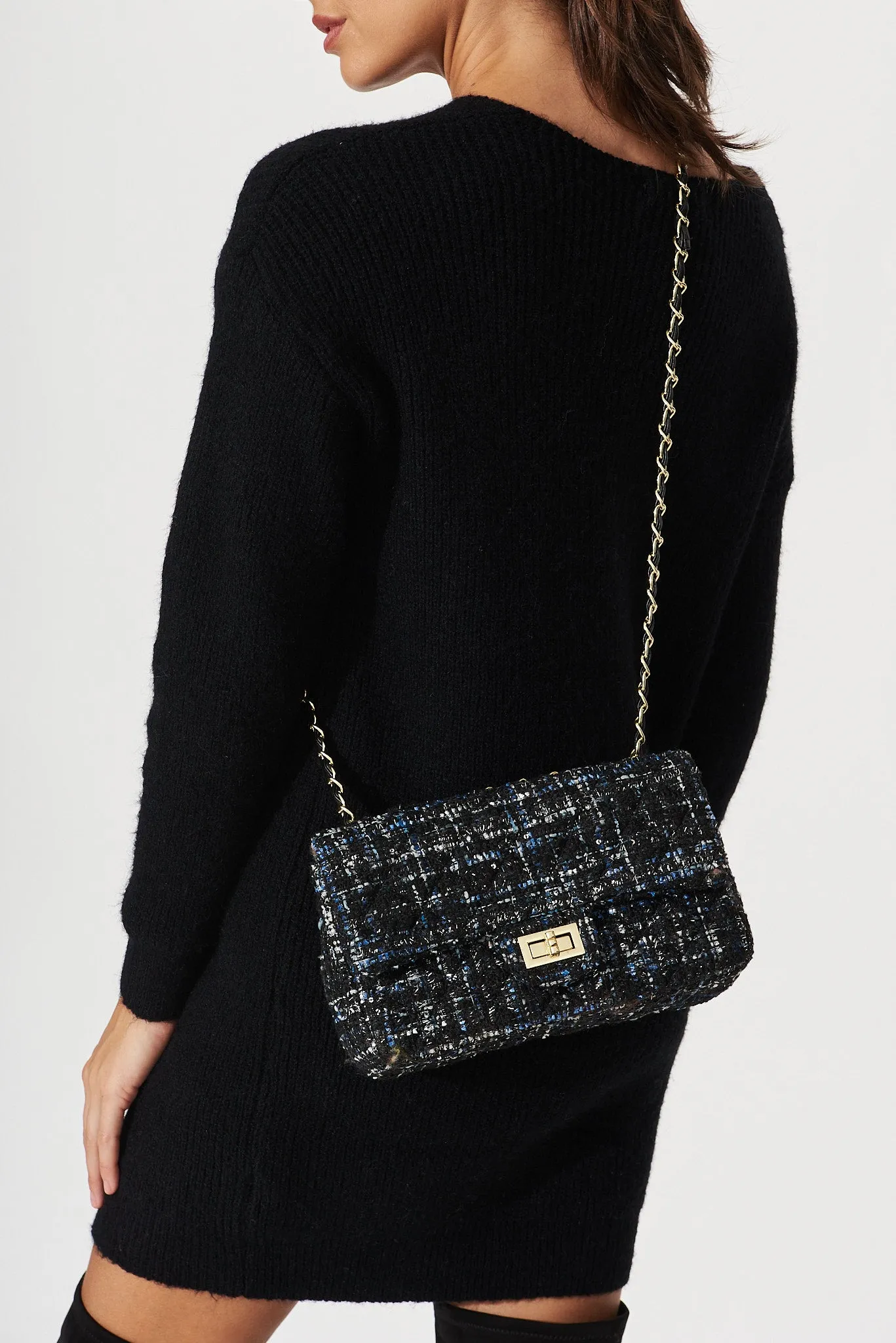 Louise Bag In Navy And Black Tweed sold by St Frock product image thumbnail 3