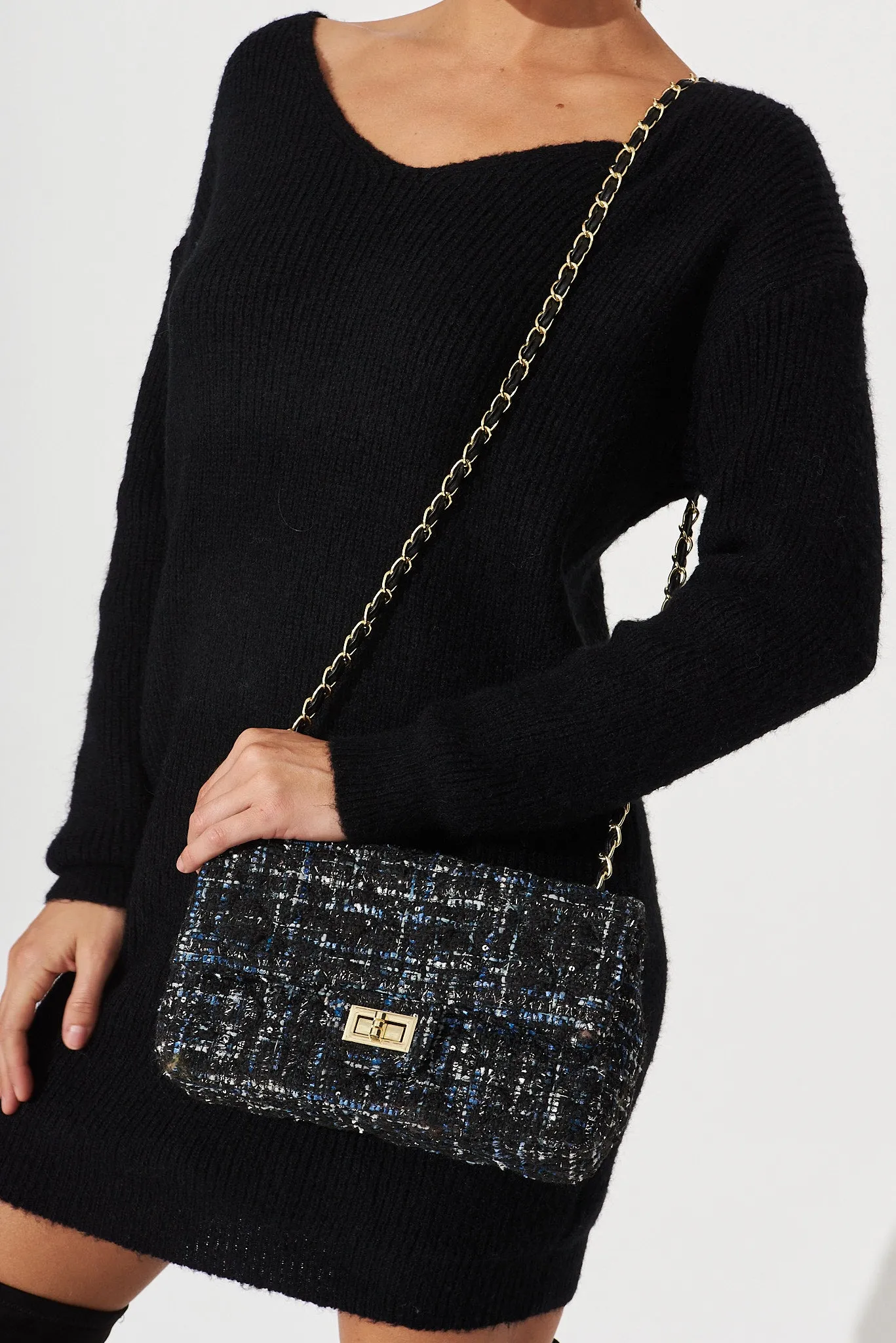 Louise Bag In Navy And Black Tweed sold by St Frock product image thumbnail 2