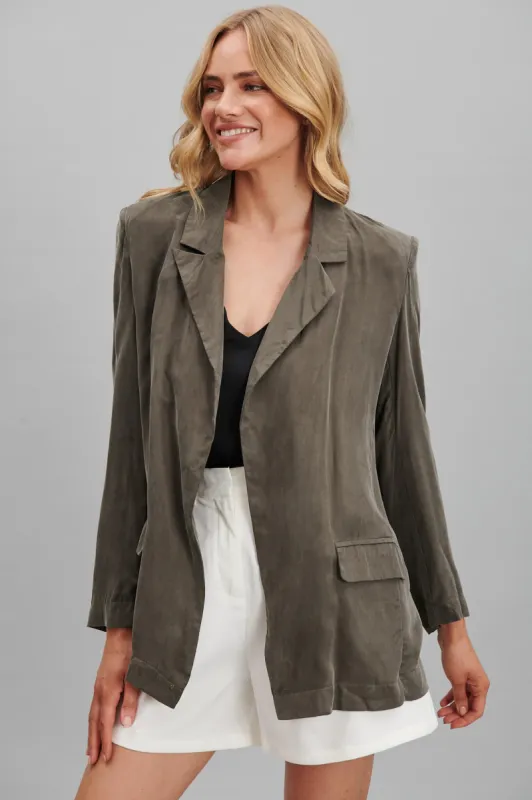 Belmore Blazer In Grey Cupro Blend sold by St Frock