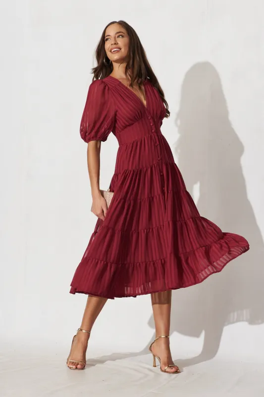 Modica Midi Dress In Berry Chiffon sold by St Frock