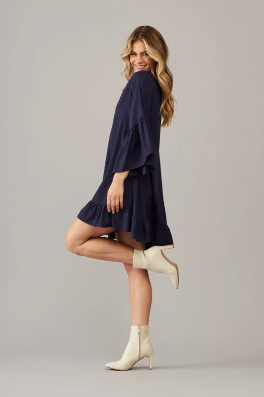 Skylar Dress In Navy sold by St Frock