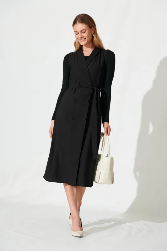 Delia Shirt Dress In Black sold by St Frock