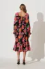 Betty Midi Dress In Black With Multi Floral sold by St Frock