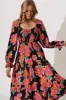 Betty Midi Dress In Black With Multi Floral sold by St Frock
