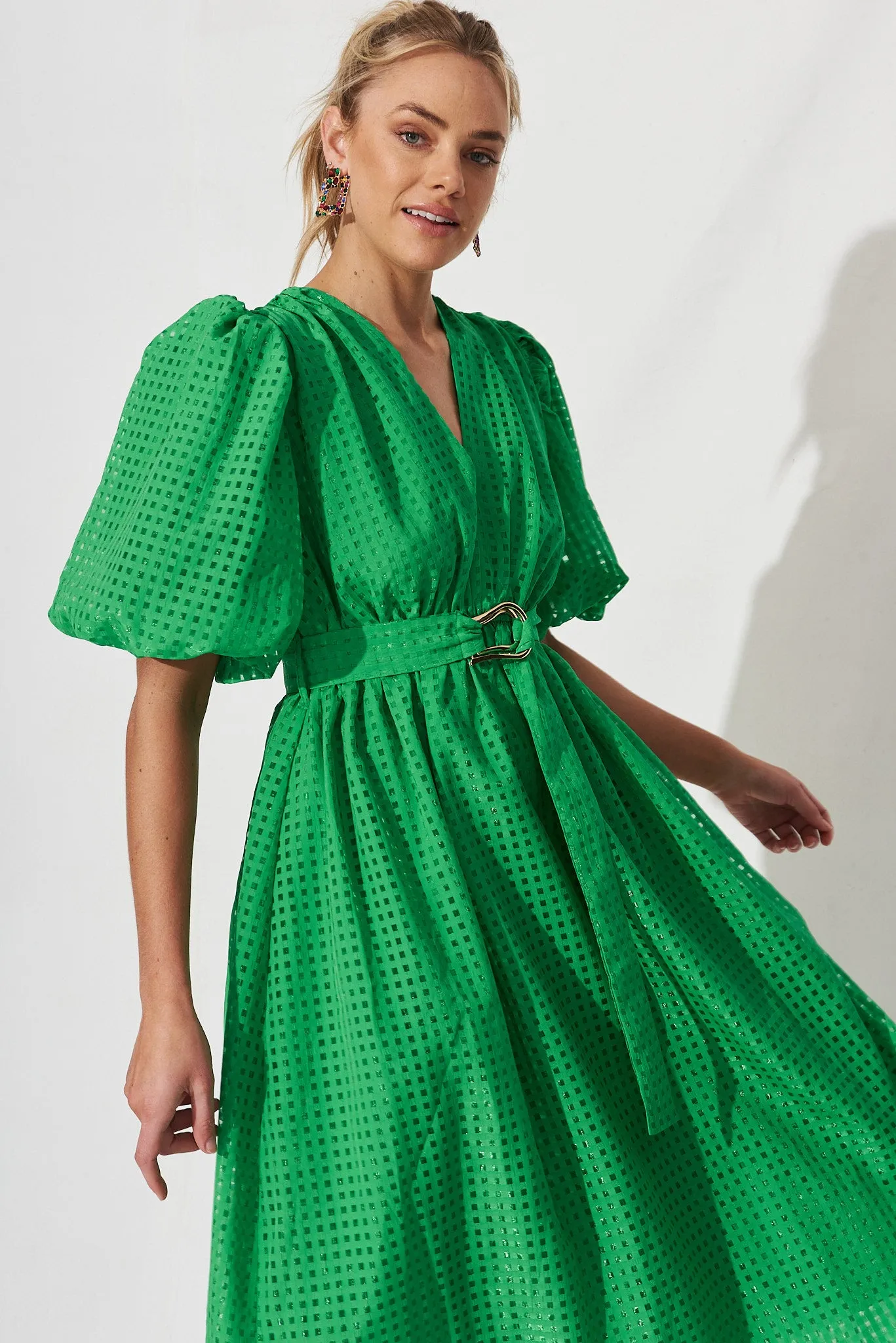 Partie Midi Dress In Green Organza sold by St Frock product image thumbnail 2