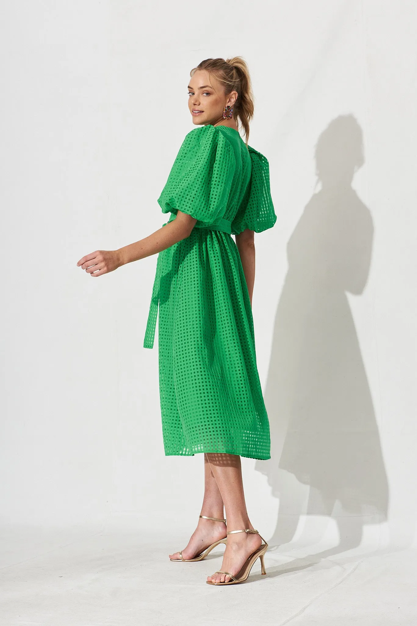 Partie Midi Dress In Green Organza sold by St Frock product image thumbnail 3