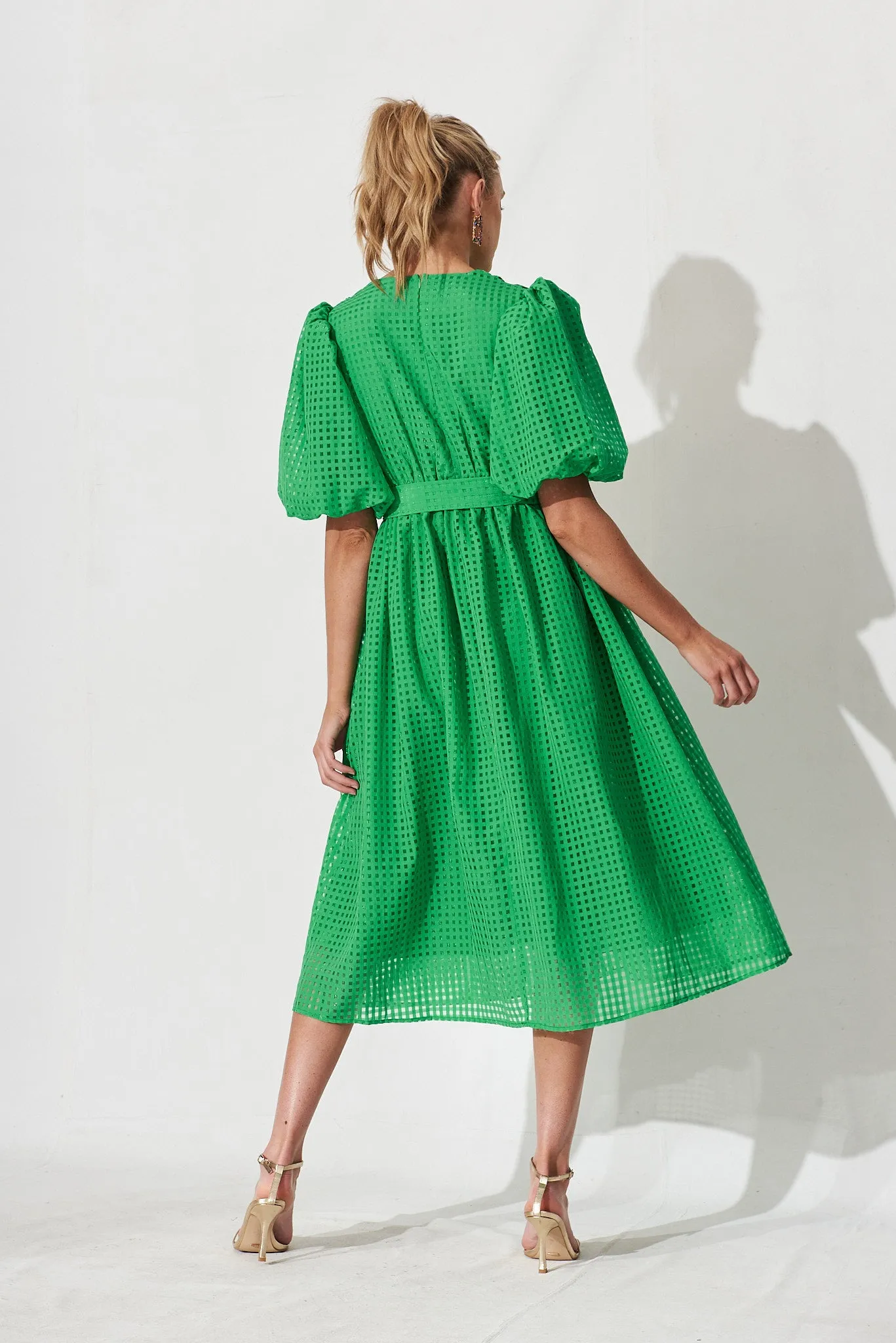 Partie Midi Dress In Green Organza sold by St Frock product image thumbnail 4