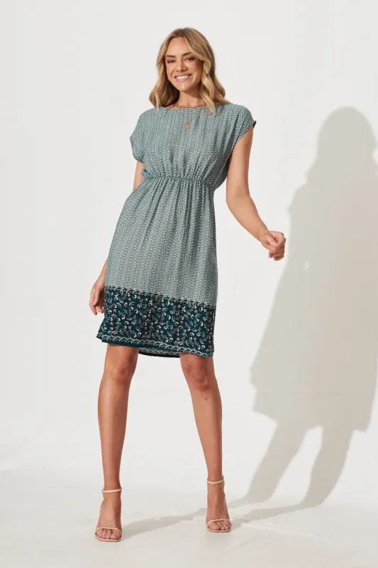 Darcy Dress In Green With Floral Print sold by St Frock