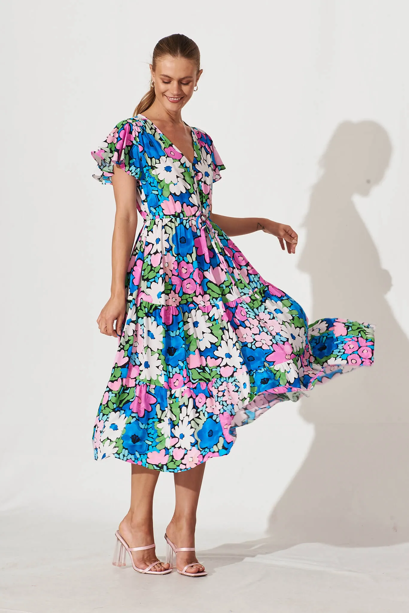 Saturday Midi Dress In Bright Multi Floral sold by St Frock