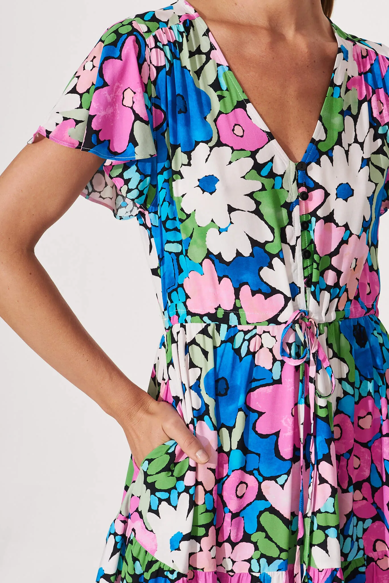 Saturday Midi Dress In Bright Multi Floral sold by St Frock product image thumbnail 5