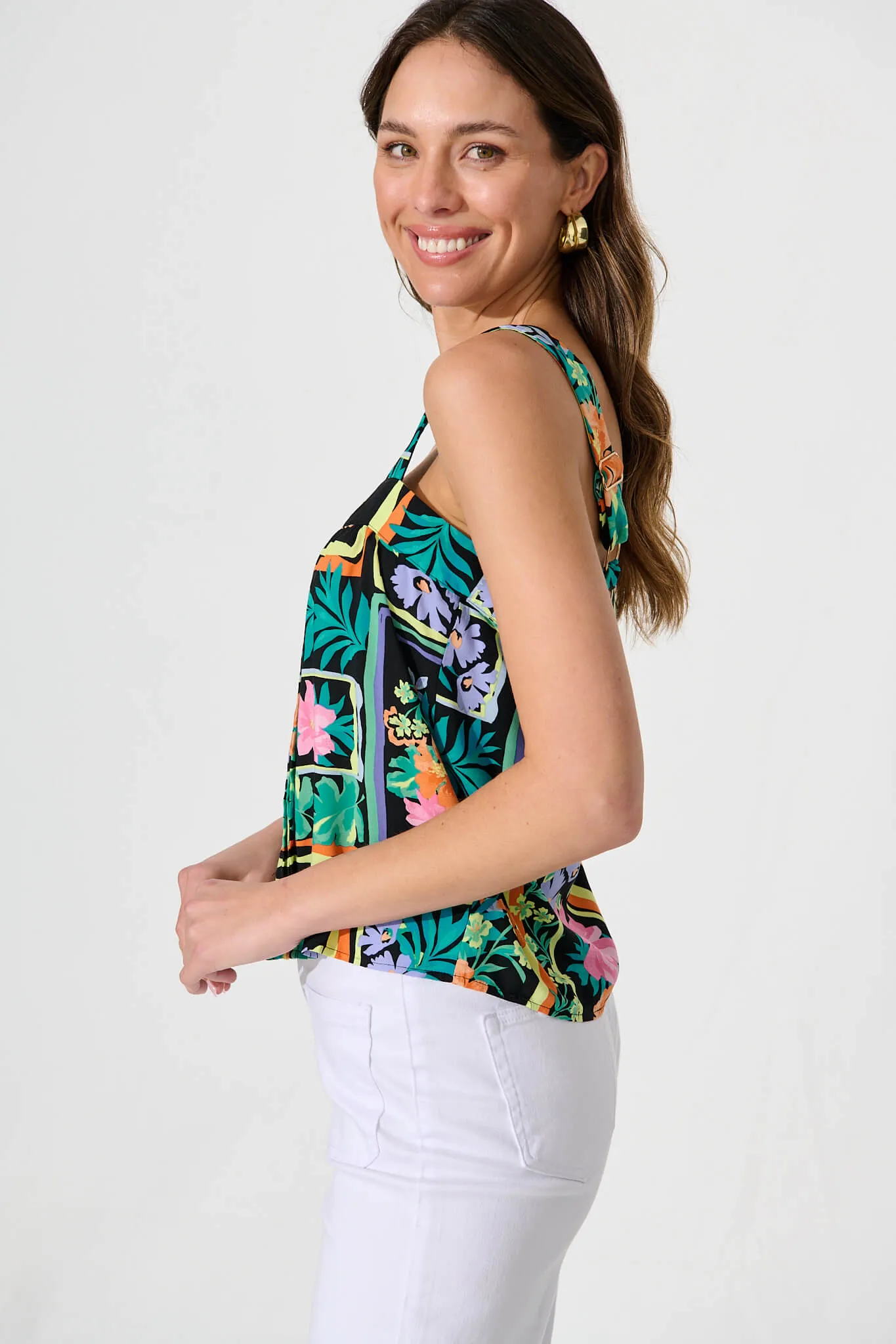 Liliana Cami Top In Black Multi Print sold by St Frock product image thumbnail 3
