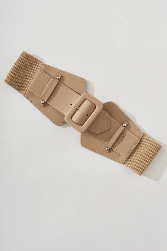 August + Delilah Jackie Stretch Corset Belt In Beige sold by St Frock