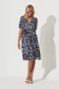 Kintana Dress In White With Navy Print sold by St Frock