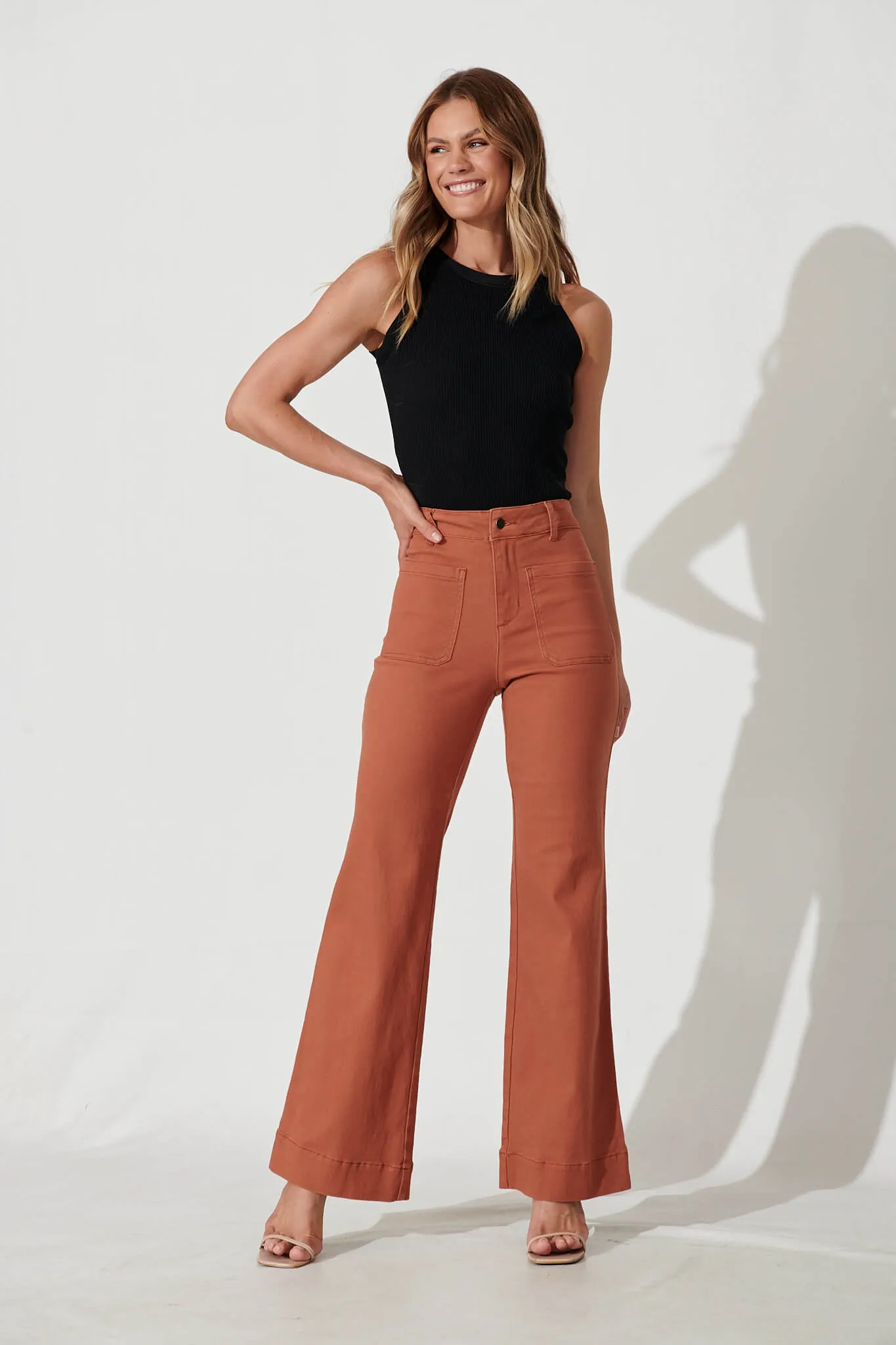 Nita High Rise Wide Leg Jean In Rust Denim sold by St Frock product image thumbnail 4