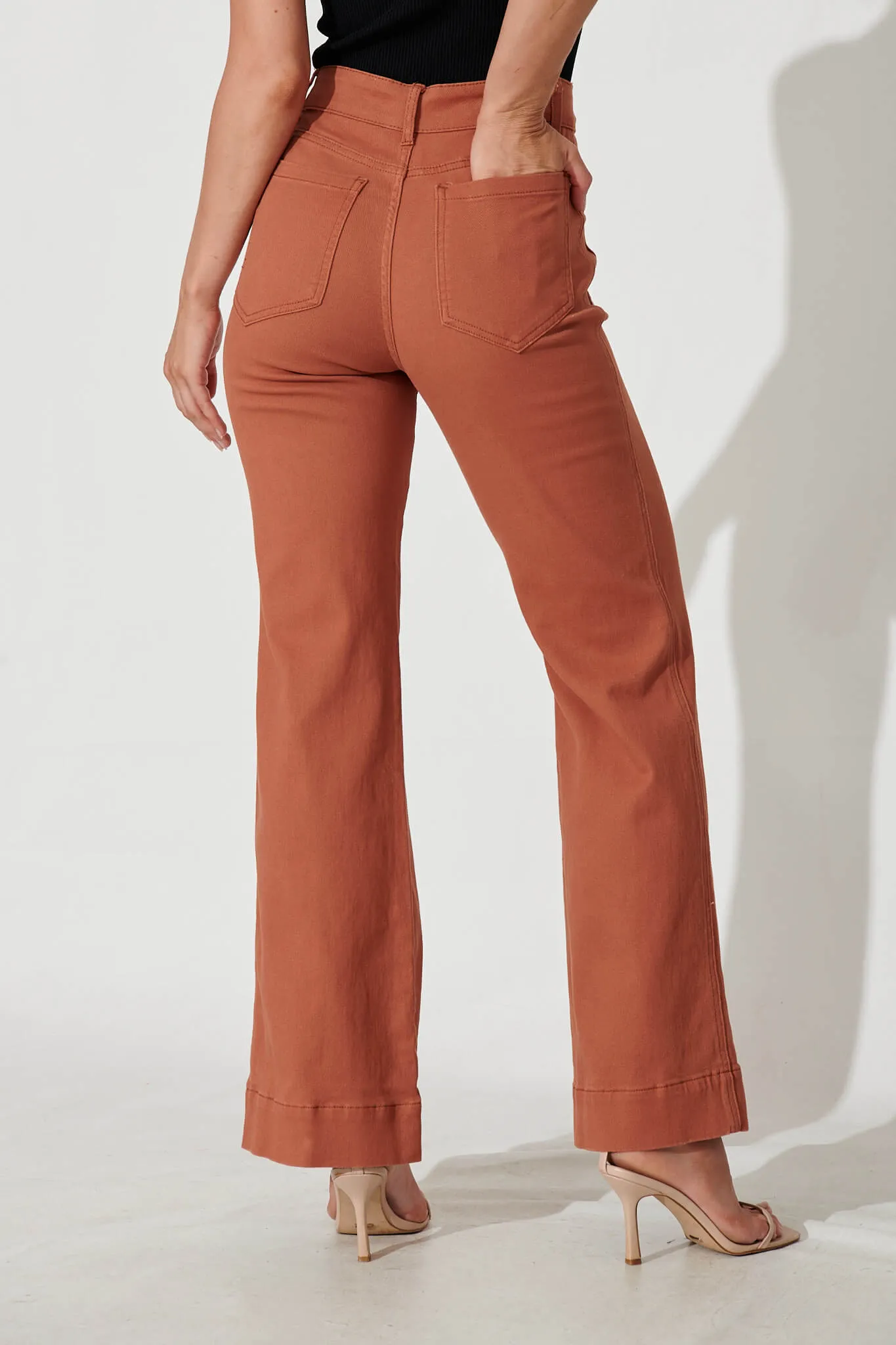 Nita High Rise Wide Leg Jean In Rust Denim sold by St Frock product image thumbnail 3