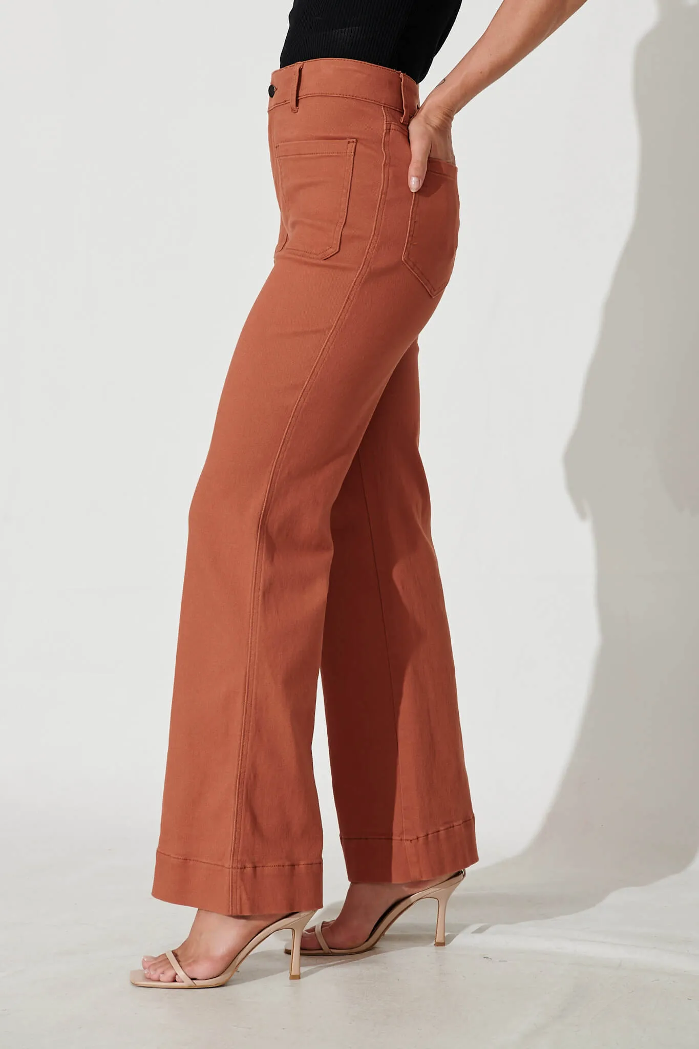 Nita High Rise Wide Leg Jean In Rust Denim sold by St Frock product image thumbnail 2