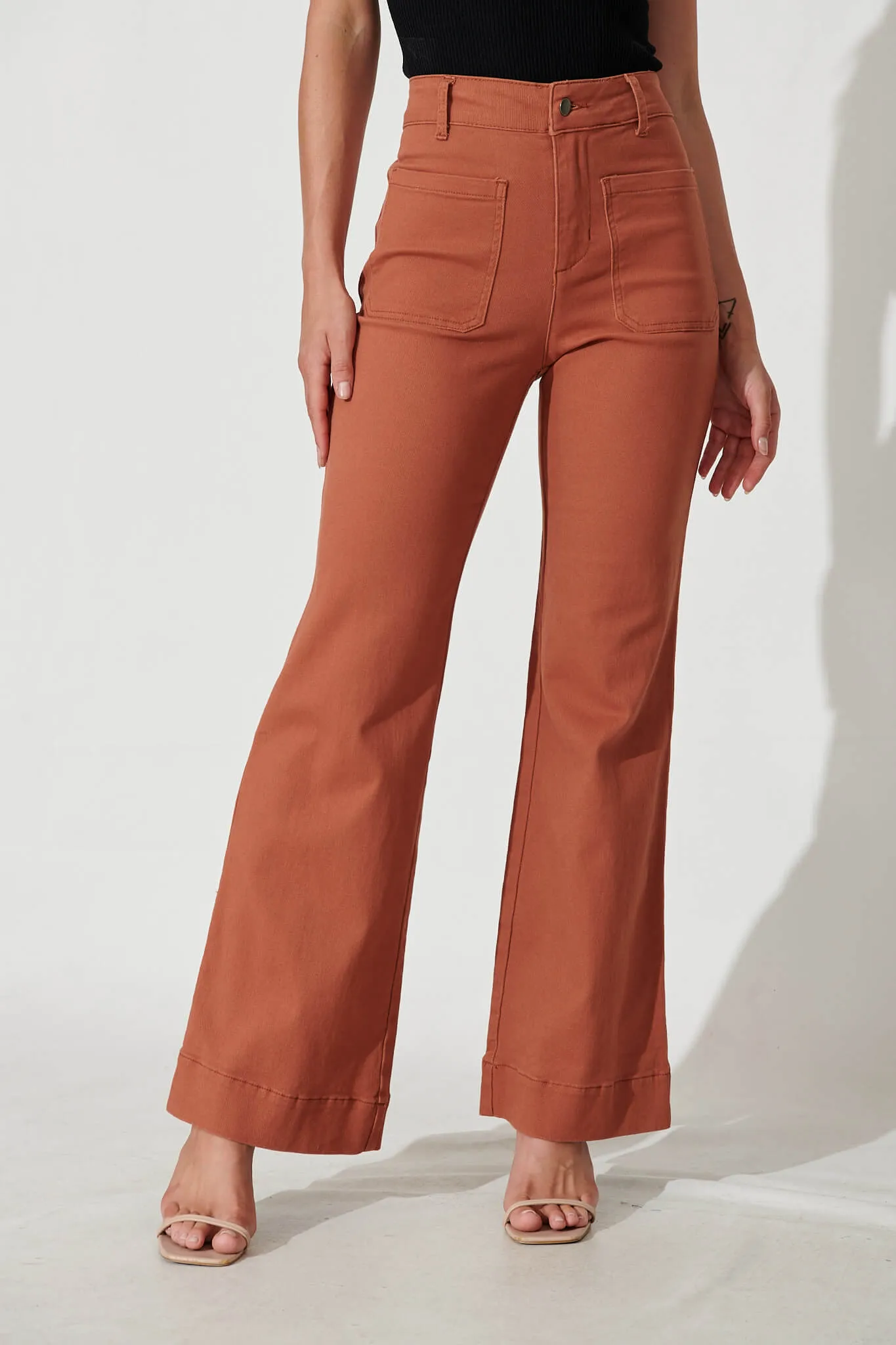 Nita High Rise Wide Leg Jean In Rust Denim sold by St Frock