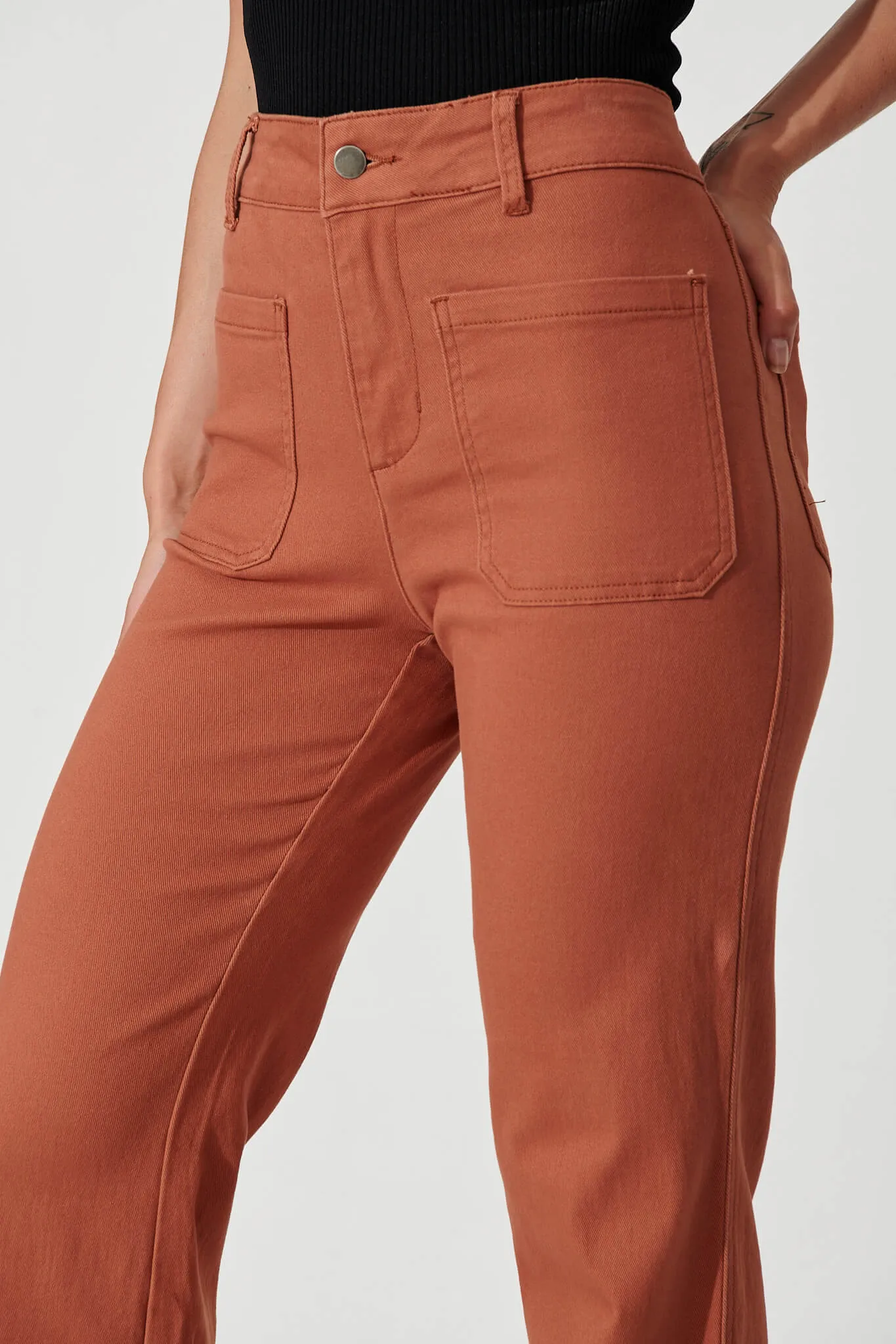 Nita High Rise Wide Leg Jean In Rust Denim sold by St Frock product image thumbnail 5