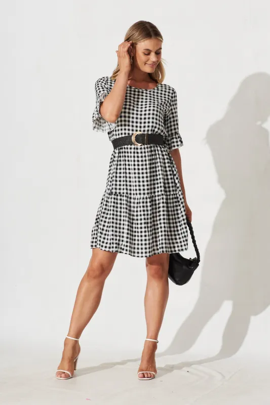 Malani Dress In Black With White Check sold by St Frock
