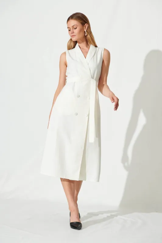 Delia Shirt Dress In White sold by St Frock