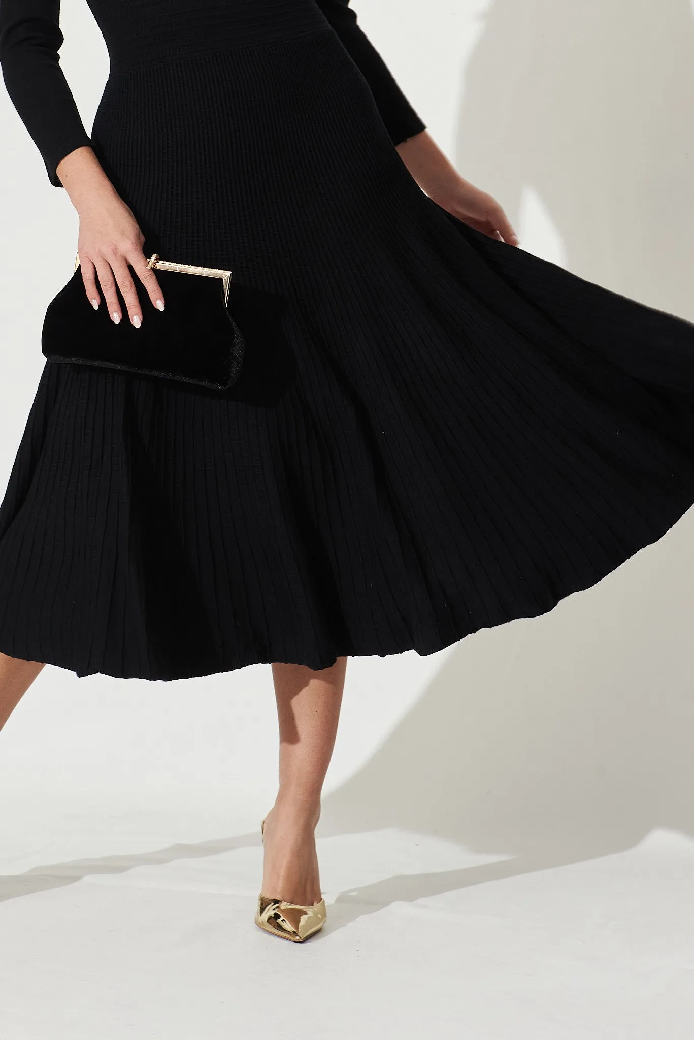 Geogie Midi Knit Dress In Black sold by St Frock product image thumbnail 5