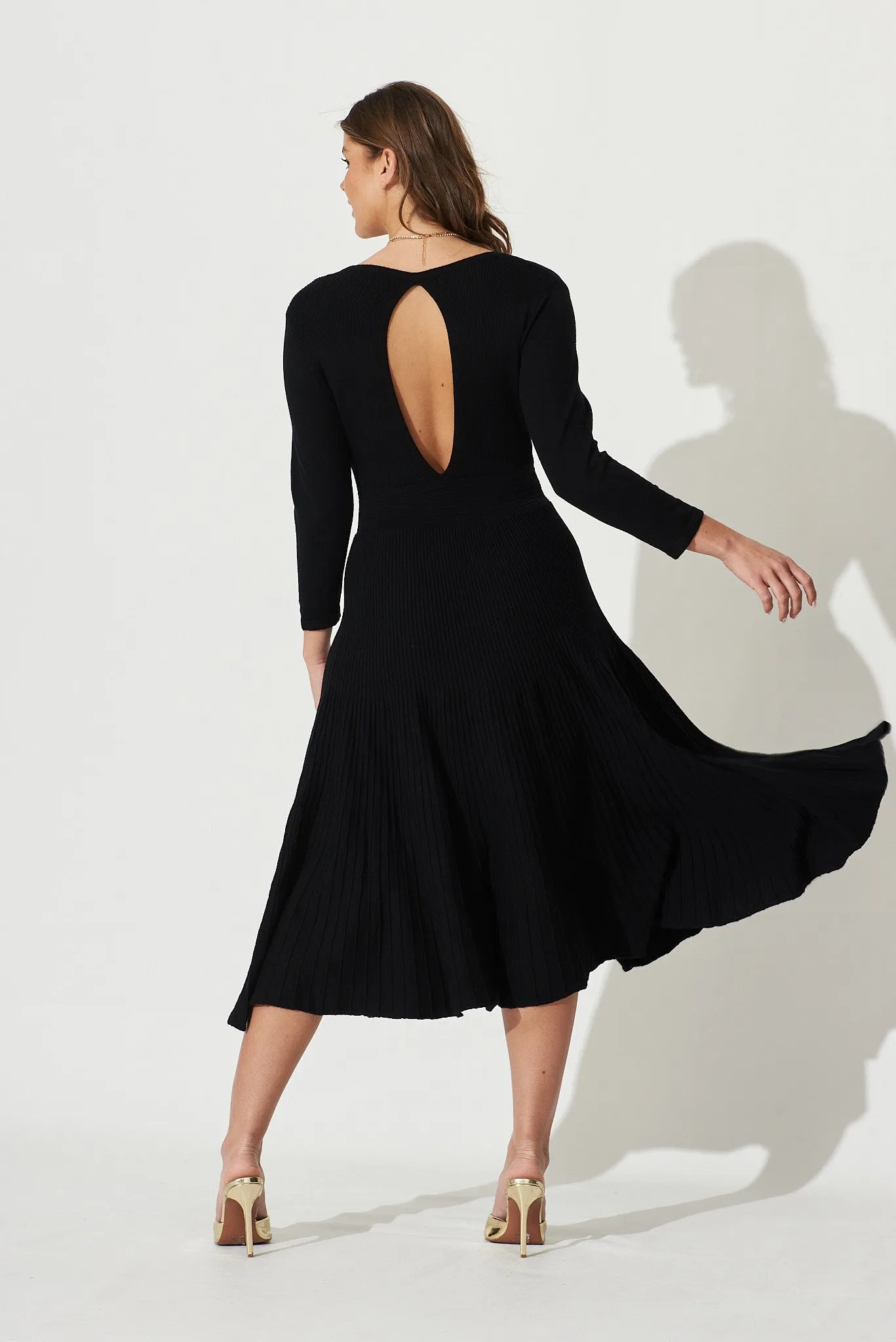 Geogie Midi Knit Dress In Black sold by St Frock product image thumbnail 4