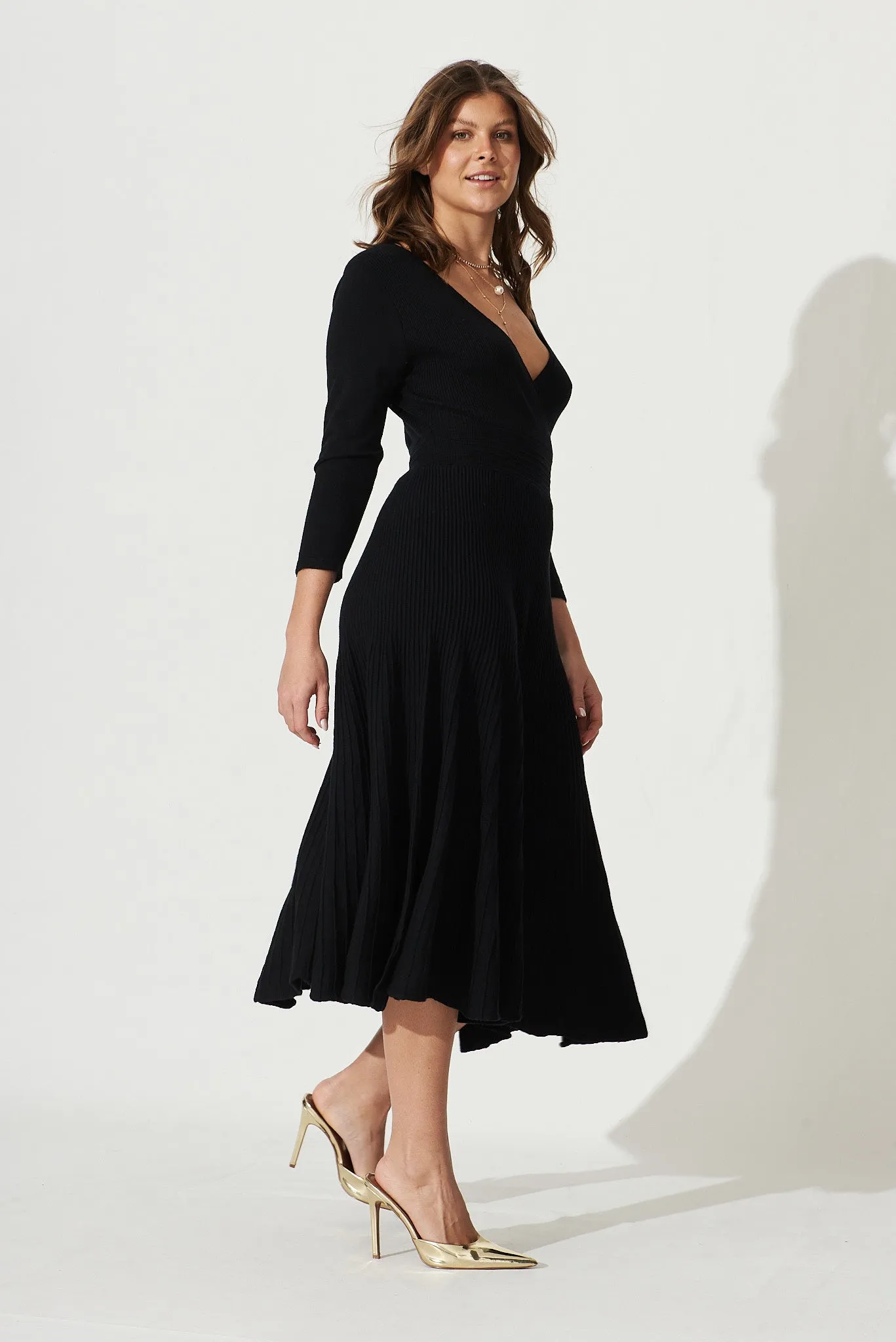 Geogie Midi Knit Dress In Black sold by St Frock product image thumbnail 3