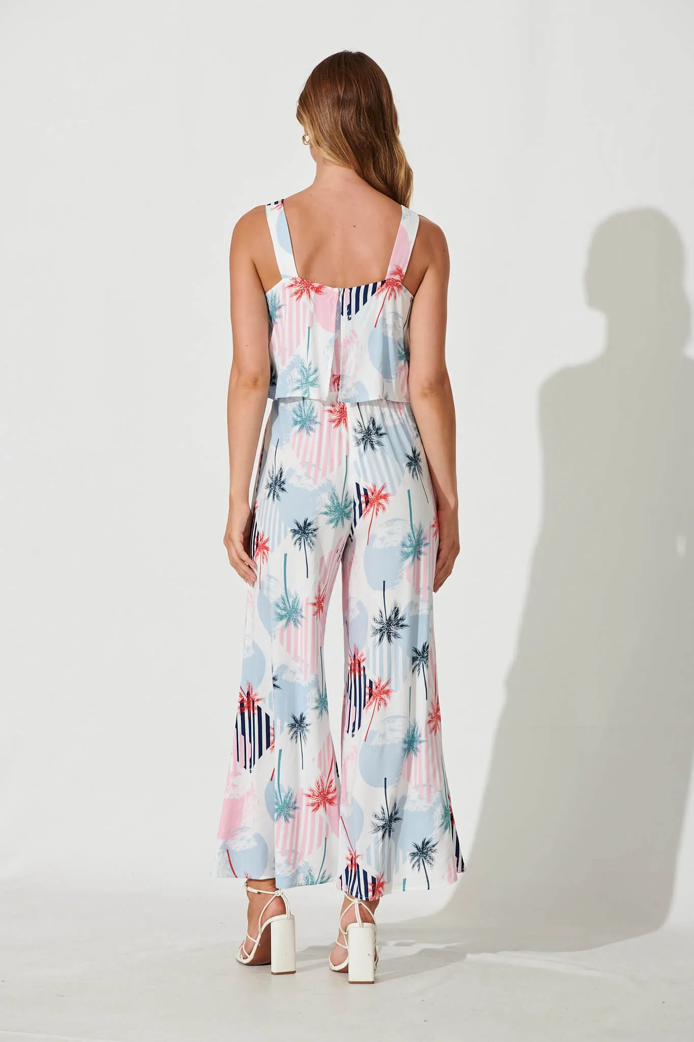 Sandcastle Jumpsuit In White Multi Palm Print sold by St Frock product image thumbnail 4