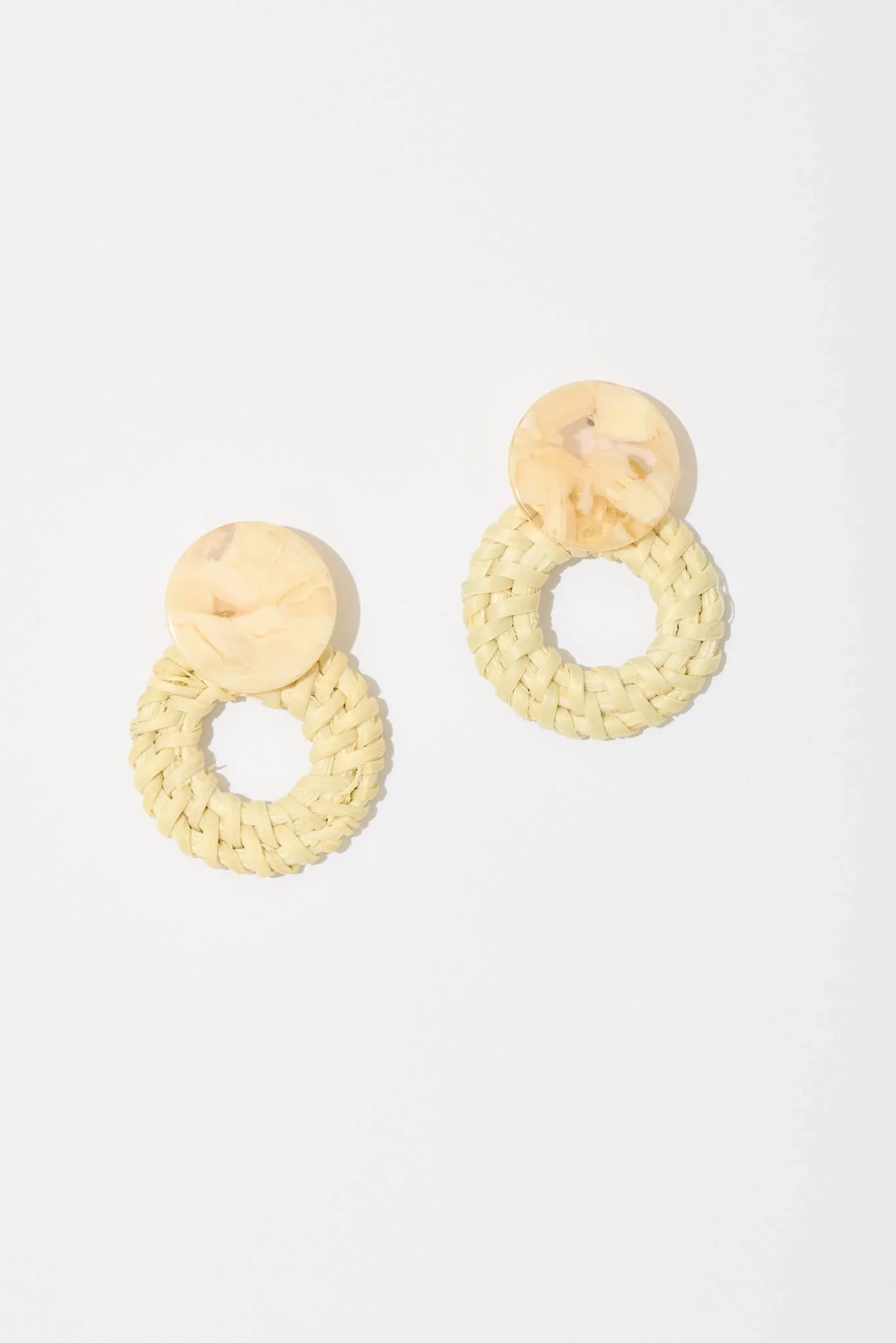Elowen Drop Earrings In Beige Rattan sold by St Frock