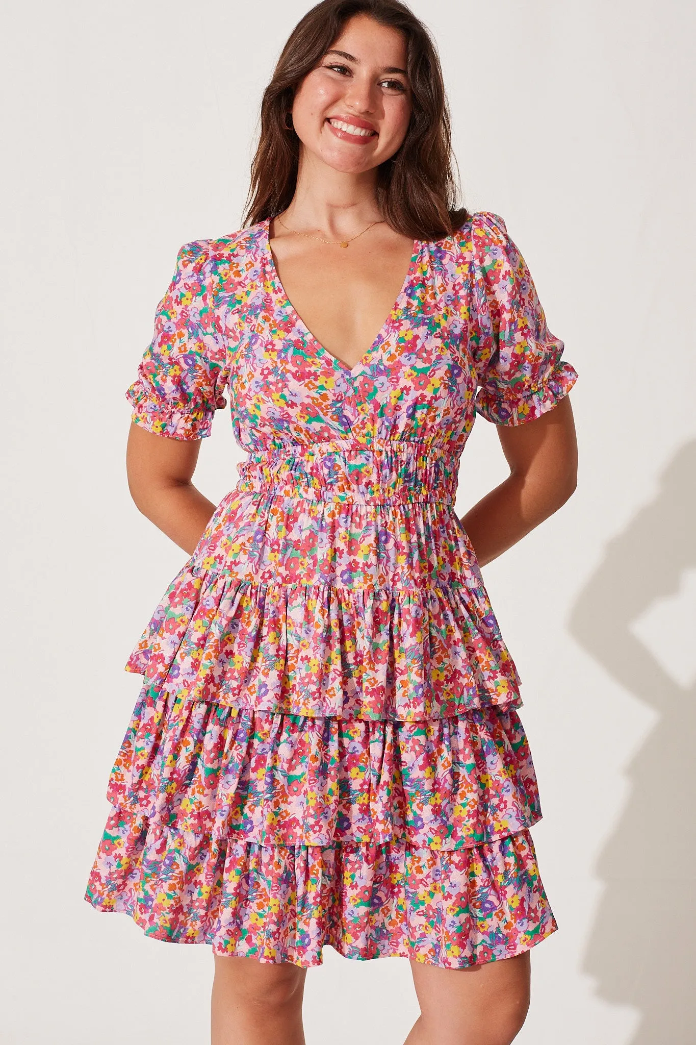 Remi Dress In Purple Multi Floral sold by St Frock product image thumbnail 2