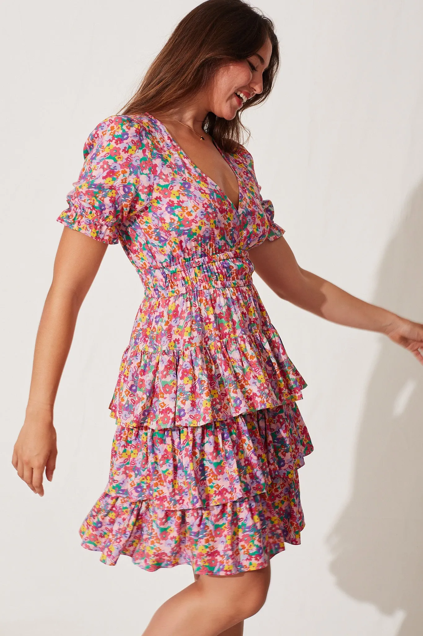 Remi Dress In Purple Multi Floral sold by St Frock product image thumbnail 3